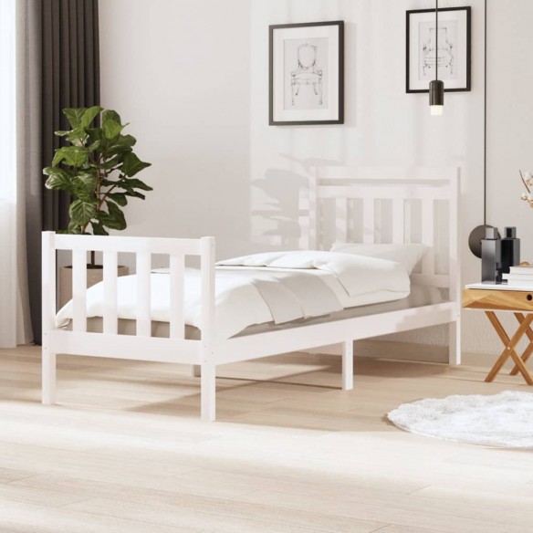 Lit Blanc Bois massif 90x190 cm Simple