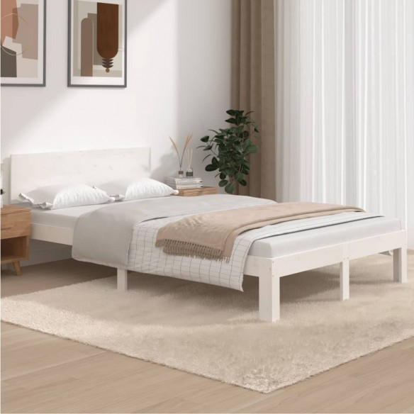 Lit Blanc Bois de pin massif 120x200 cm