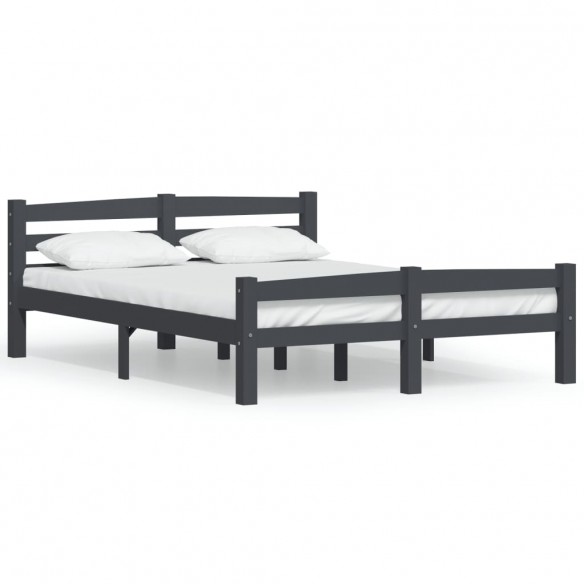 Lit Gris foncé Bois de pin massif 120x200 cm