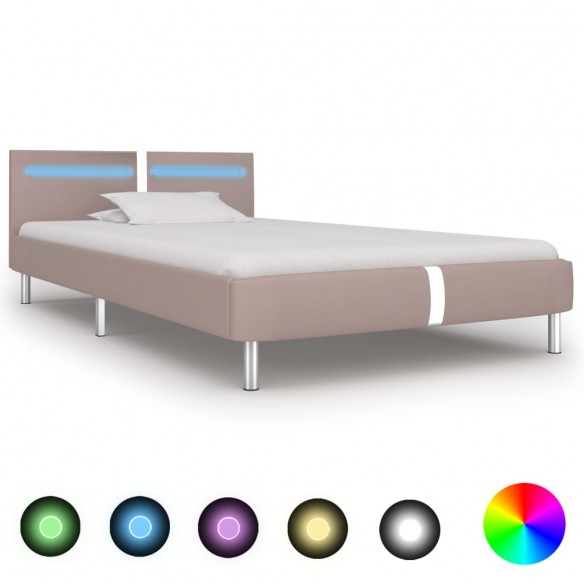 Lit avec LED Cappuccino Similicuir 90 x 200 cm