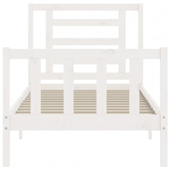 Lit avec tête de lit blanc simple bois massif