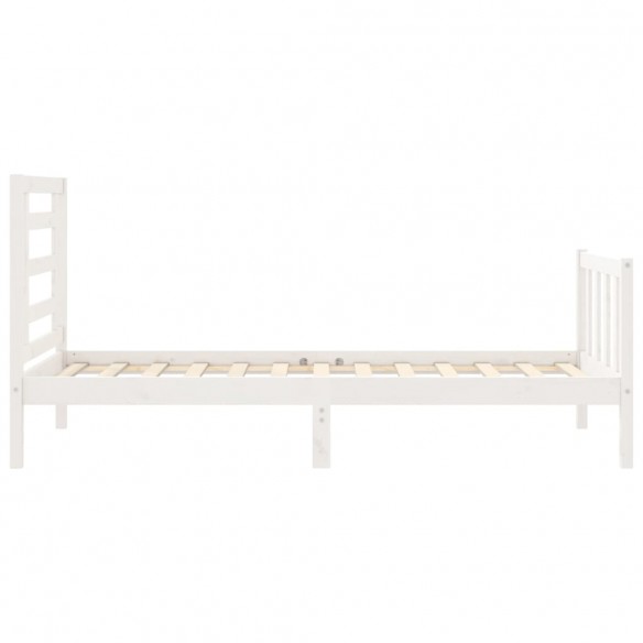 Lit avec tête de lit blanc simple bois massif