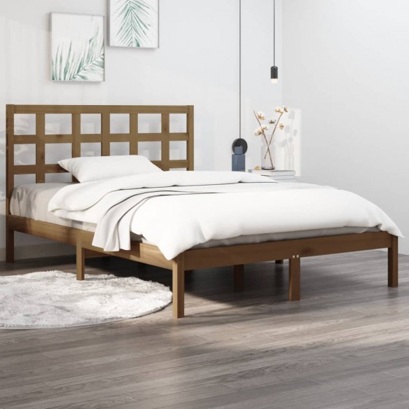 Lit Marron miel Bois massif 200x200 cm