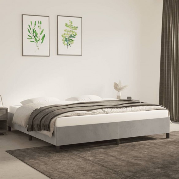 Lit Gris clair 200x200 cm Velours
