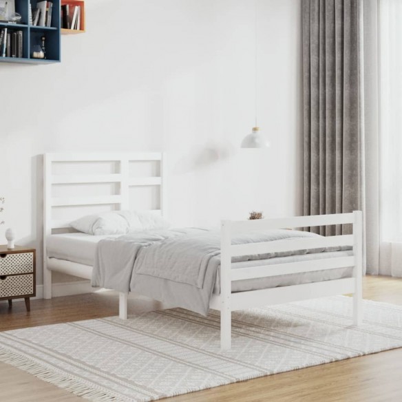 Lit Blanc Bois massif 100x200 cm