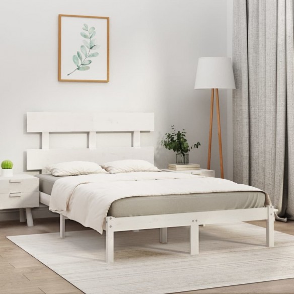Lit Blanc Bois massif 200x200 cm