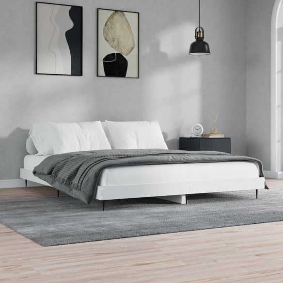 Lit blanc 160x200 cm bois d'ingénierie