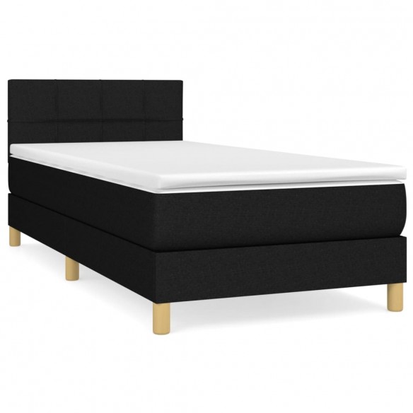 Lit avec matelas Noir 100x200 cm Tissu