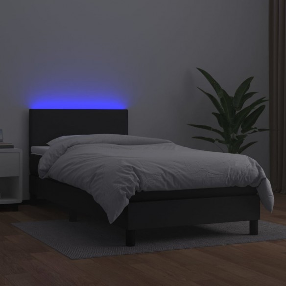 Lit avec matelas et LED Noir 80x200 cm