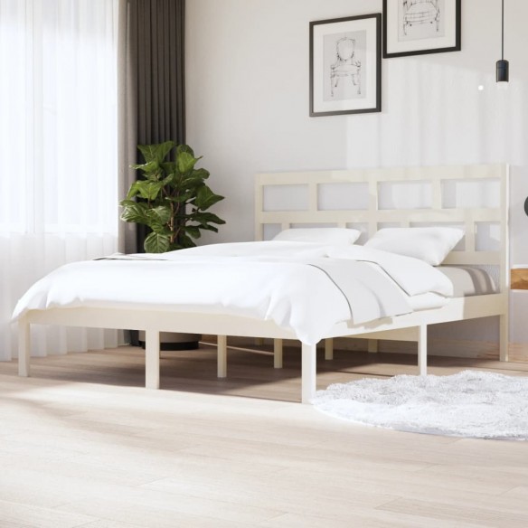 Lit Blanc Bois de pin massif 160x200 cm