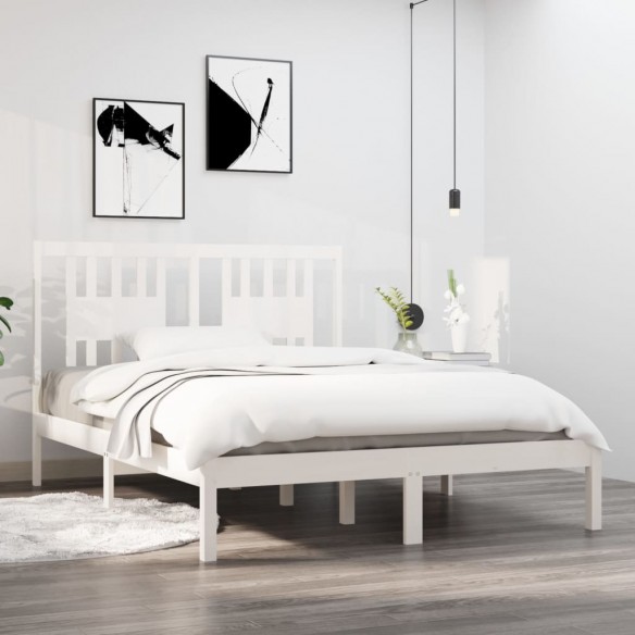 Lit Blanc Bois massif 120x190 cm Petit Double
