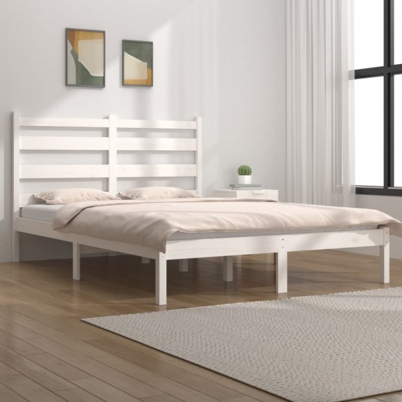 Lit Blanc Bois de pin massif 120x190 cm Petit Double