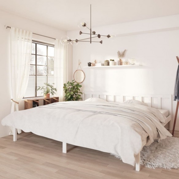 Lit Blanc Bois de pin massif 180x200 cm Super King