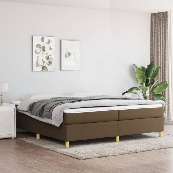 Lit Marron foncé 200x200 cm Tissu