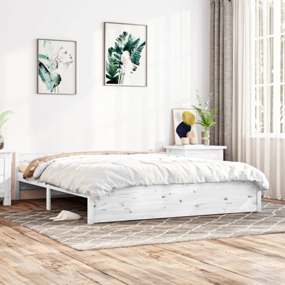 Lit Blanc Bois massif 200x200 cm