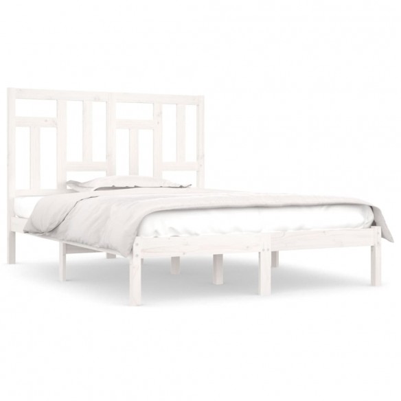 Lit Blanc Bois de pin massif 140x200 cm