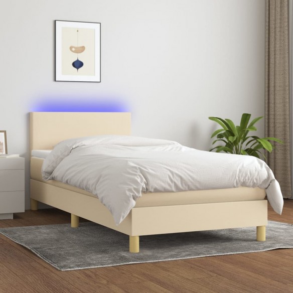Lit avec matelas LED Crème 80x200 cm Tissu