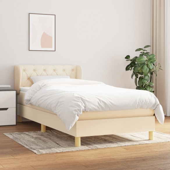 Lit avec matelas Crème 80x200 cm Tissu