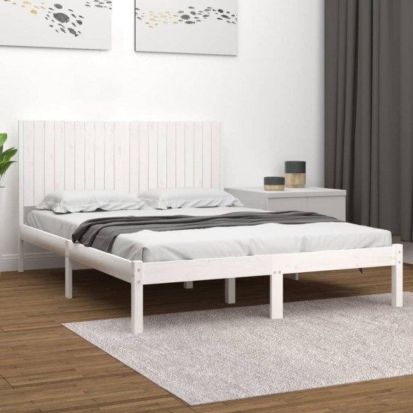 Lit Blanc Bois de pin massif 200x200 cm
