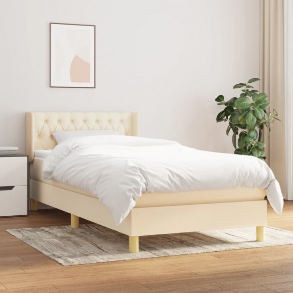 Lit avec matelas Crème 90x200 cm Tissu