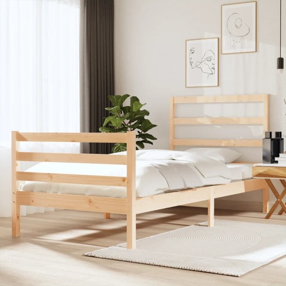 Lit bois de pin massif 90x190 cm simple