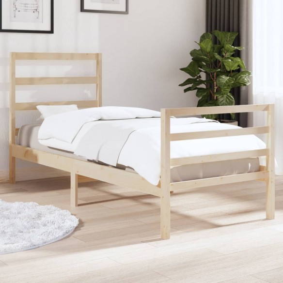 Lit bois de pin massif 90x190 cm simple