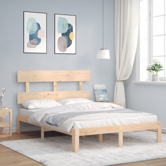 Lit avec tête de lit 140x200 cm bois massif