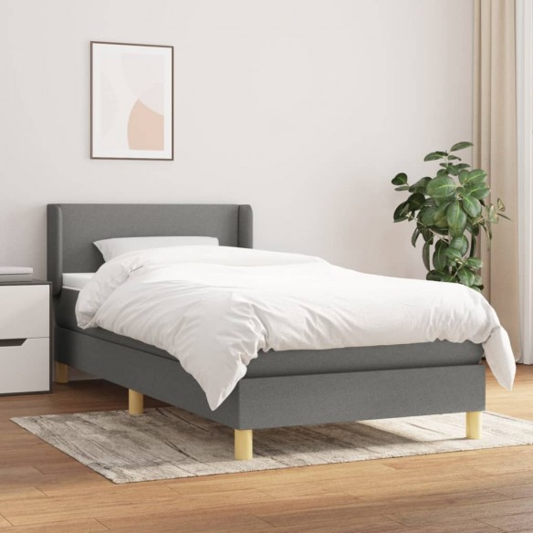 Lit avec matelas Gris foncé 100x200cm Tissu