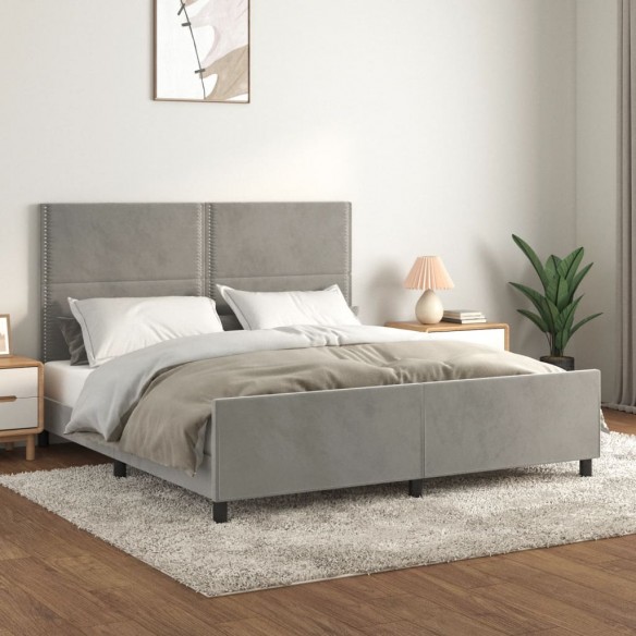 Lit avec tête de lit Gris clair 180x200 cm Velours