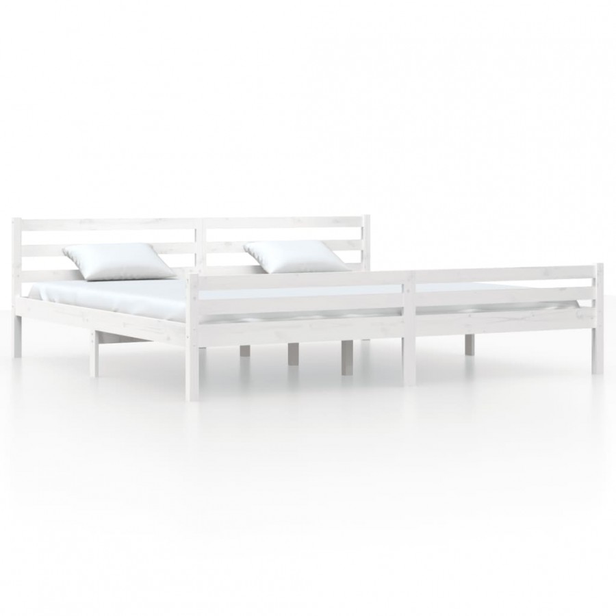 Lit Blanc Bois massif 180x200 cm Super King