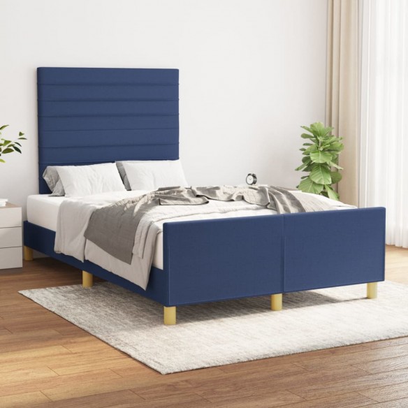 Lit avec tête de lit Bleu 120x200 cm Tissu