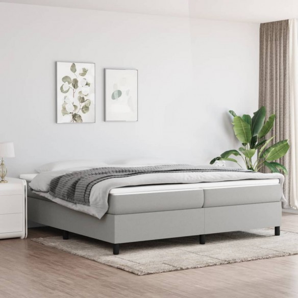 Lit Gris clair 200x200 cm Tissu