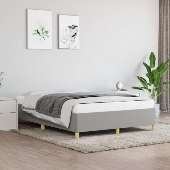 Lit Gris clair 140x190 cm Tissu