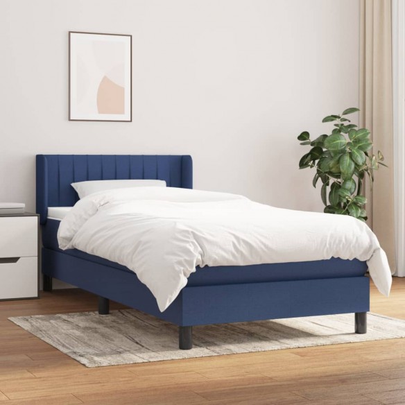 Lit avec matelas Bleu 90x190 cm Tissu