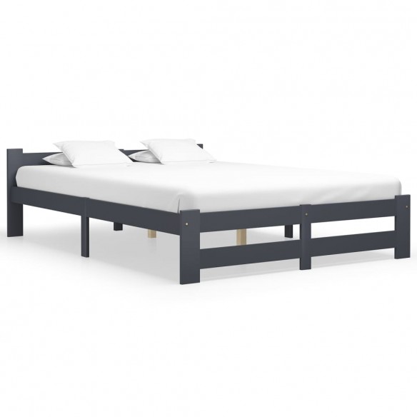 Lit Gris foncé Bois de pin massif 180x200 cm