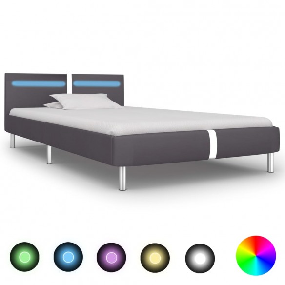 Lit avec LED Gris Similicuir 90 x 200 cm