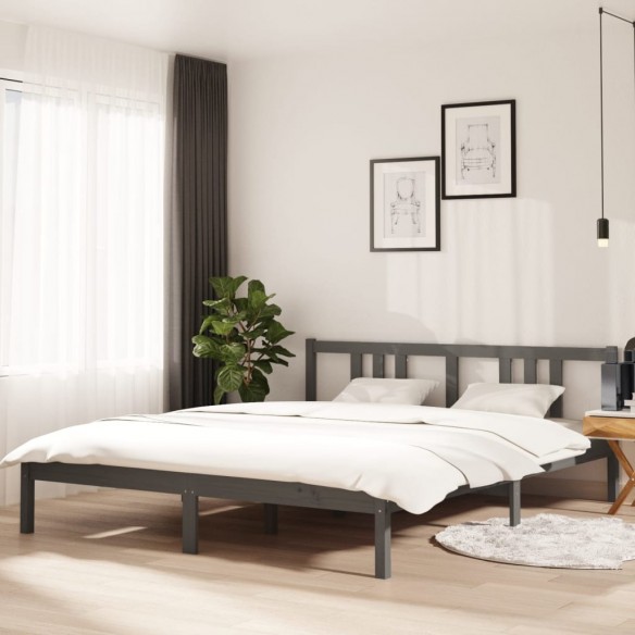 Lit Gris Bois massif 160x200 cm