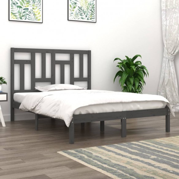 Lit Gris Bois de pin massif 200x200 cm