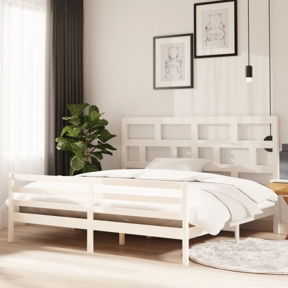 Lit Blanc Bois de pin massif 200x200 cm