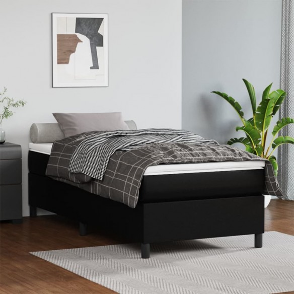 Lit avec matelas Noir 90x190 cm Similicuir