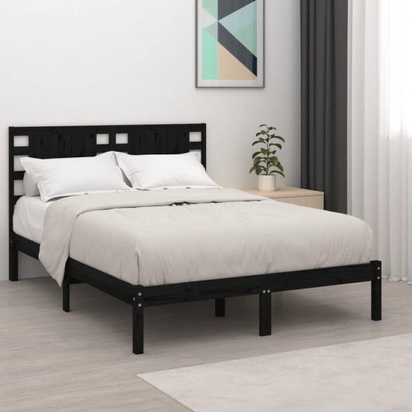 Lit Noir Bois massif 120x190 cm Petit Double