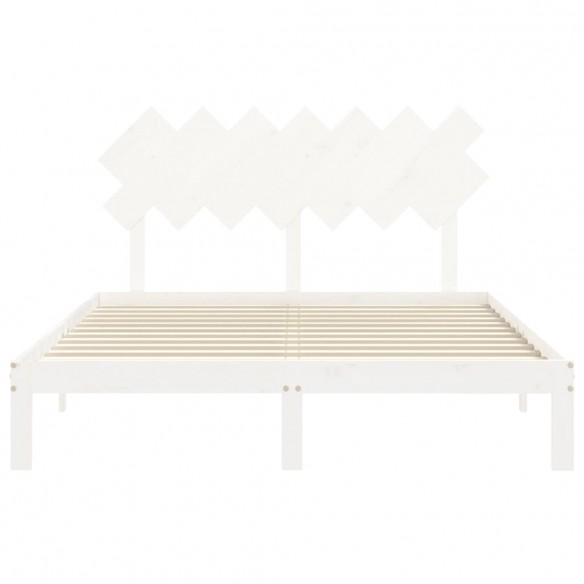 Lit avec tête de lit blanc 140x190 cm bois massif