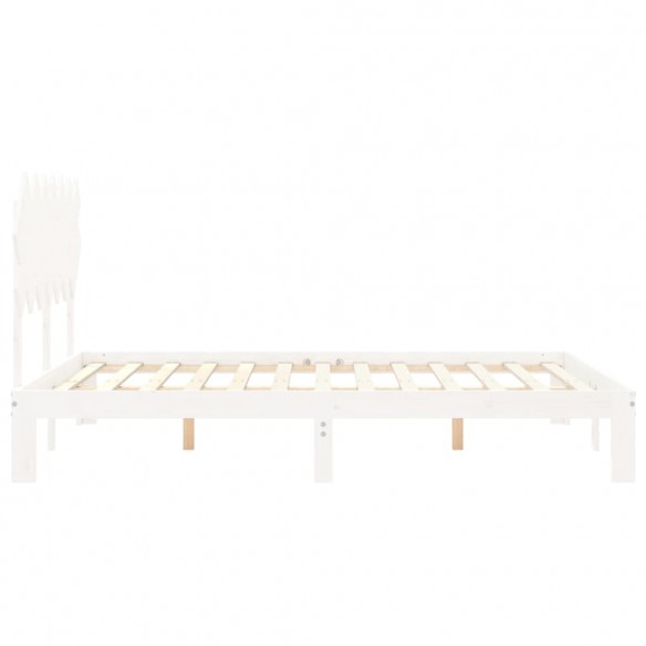 Lit avec tête de lit blanc 140x190 cm bois massif