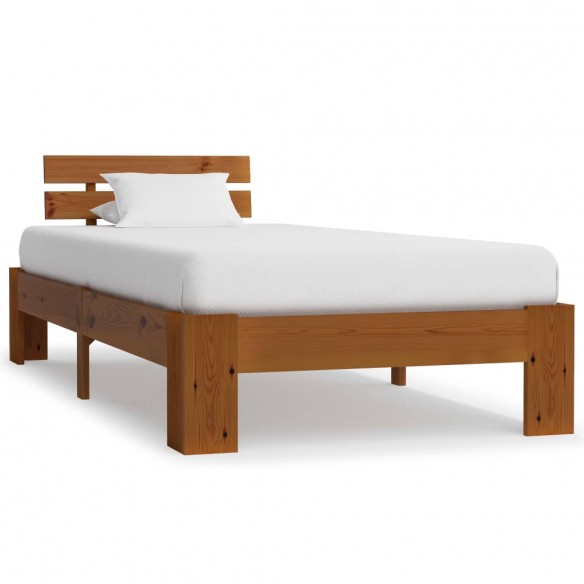 Lit Marron miel Bois de pin massif 90 x 200 cm