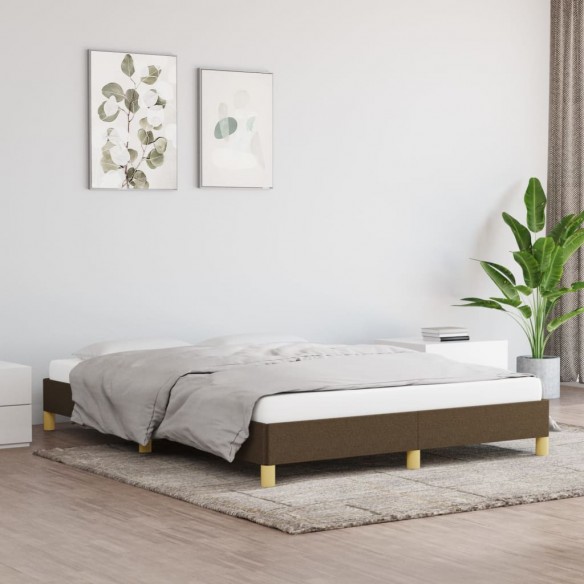 Lit Marron foncé 140x200 cm Tissu