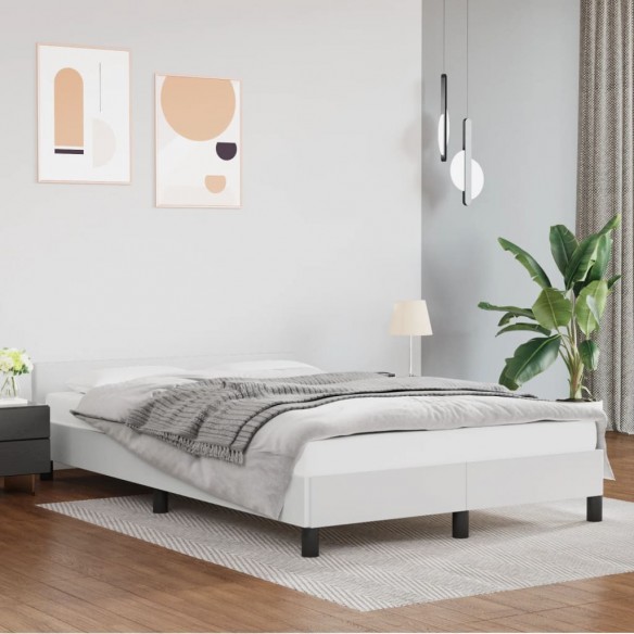 Lit avec tête de lit Blanc 120x200 cm Similicuir