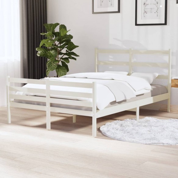 Lit Blanc Bois de pin massif 120x190 cm Petit Double
