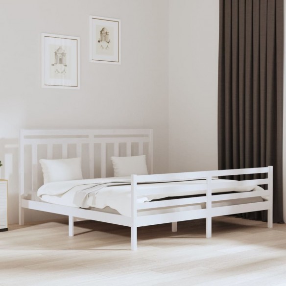 Lit Blanc Bois massif 200x200 cm
