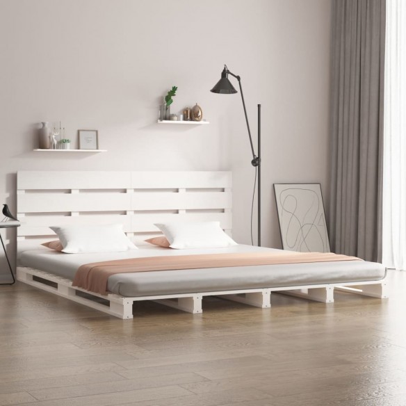 Lit blanc 160x200 cm bois de pin massif