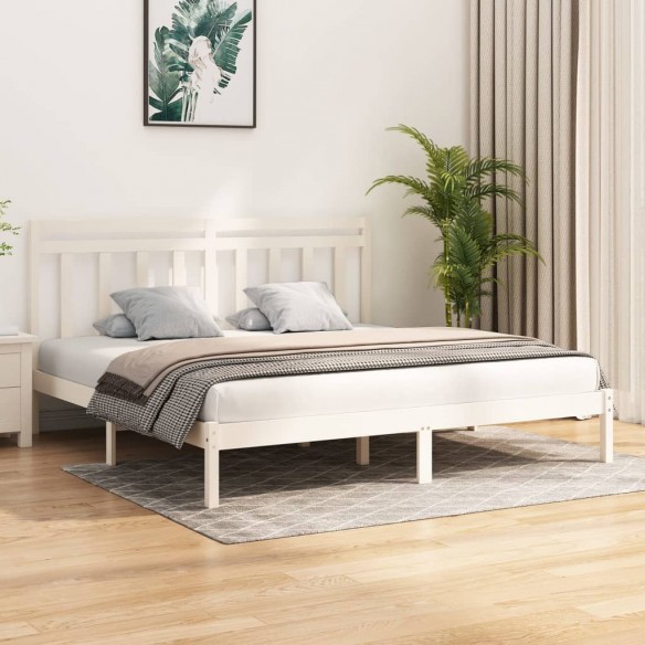 Lit Blanc Bois massif 200x200 cm